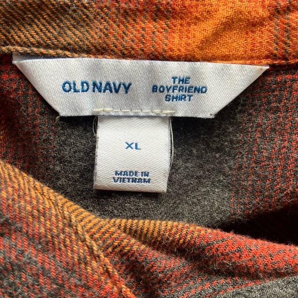 Old Navy Evermore Boyfriend Plaid Flannel Orange Black XL Swiftie ASO Taylor - Picture 5 of 11